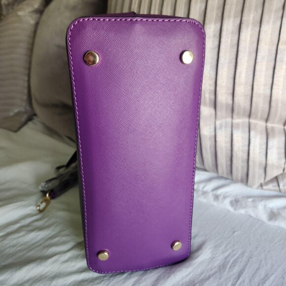 Trina Turk Purple Tote, Detachable strap, Dual handle, goldtone hardware, NWT. - Picture 8 of 11
